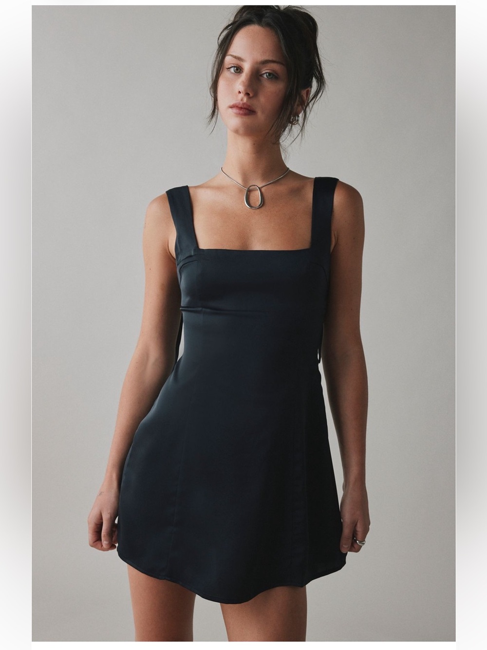 Urban Outfitters Bri double bow satin Mini Dress
